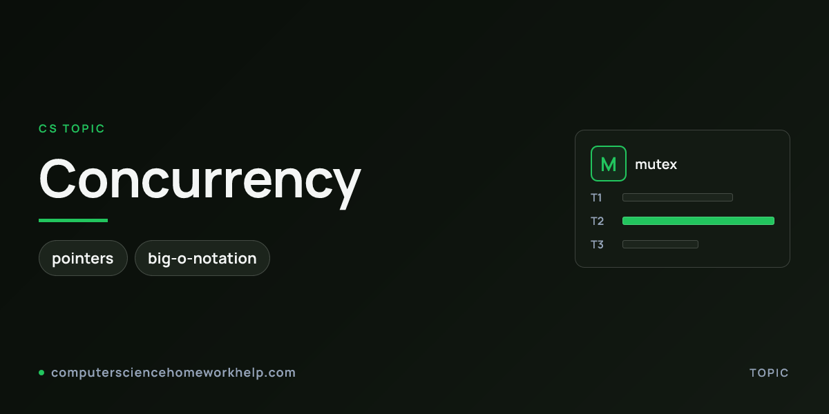 Concurrency concept visualization showing parallel execution, synchronization, and shared-state coordination
